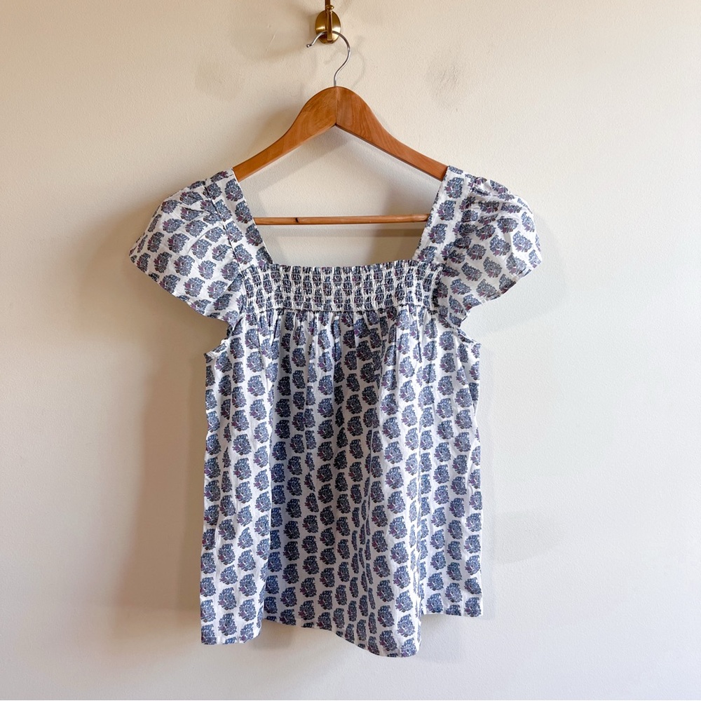 NWT Lucky Brand Smocked Peasant Blouse